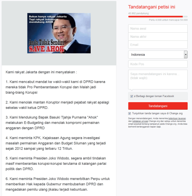 Petisi Online Change org DukungAhok